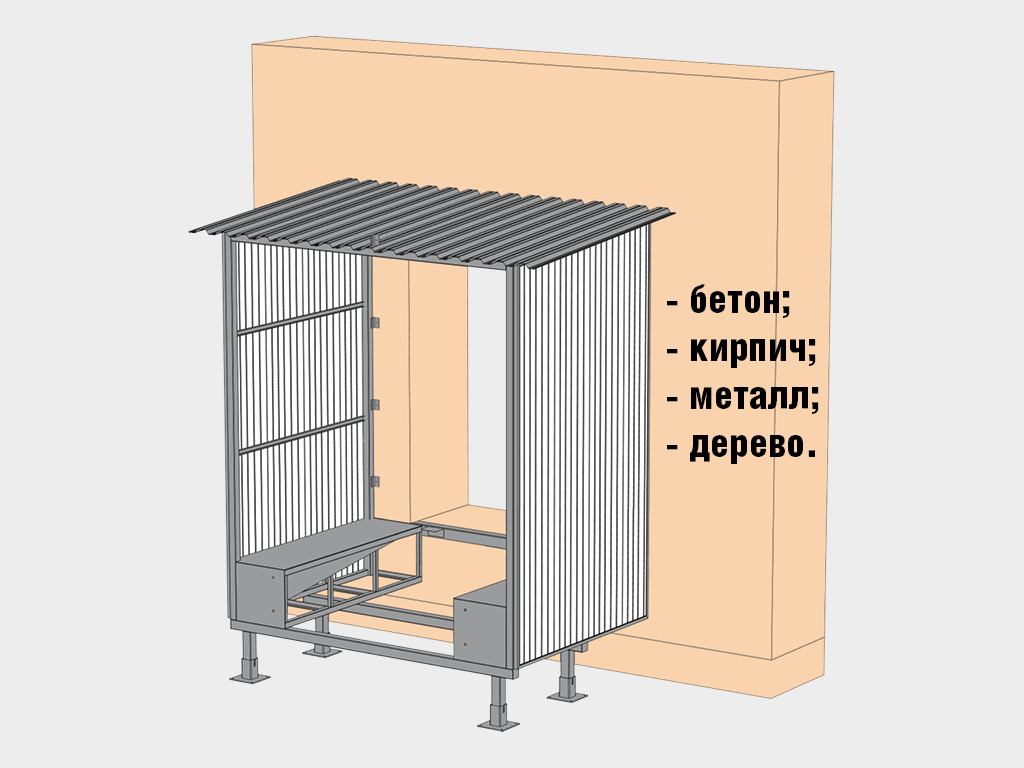 Монтаж также можно осуществлять на стены из различных материалов (бетон, кирпич, металл, дерево, сэндвич-панели толщиной от 50 до 200 мм).